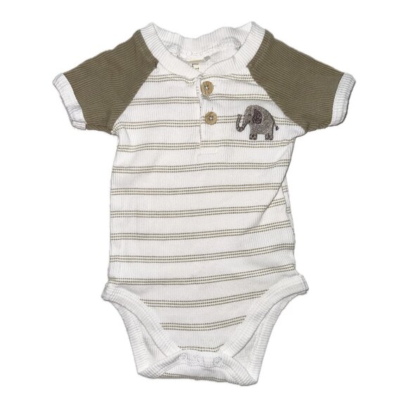 Ribbed Striped Baby Outfit with Elephant Patch - Picture 2 of 7
